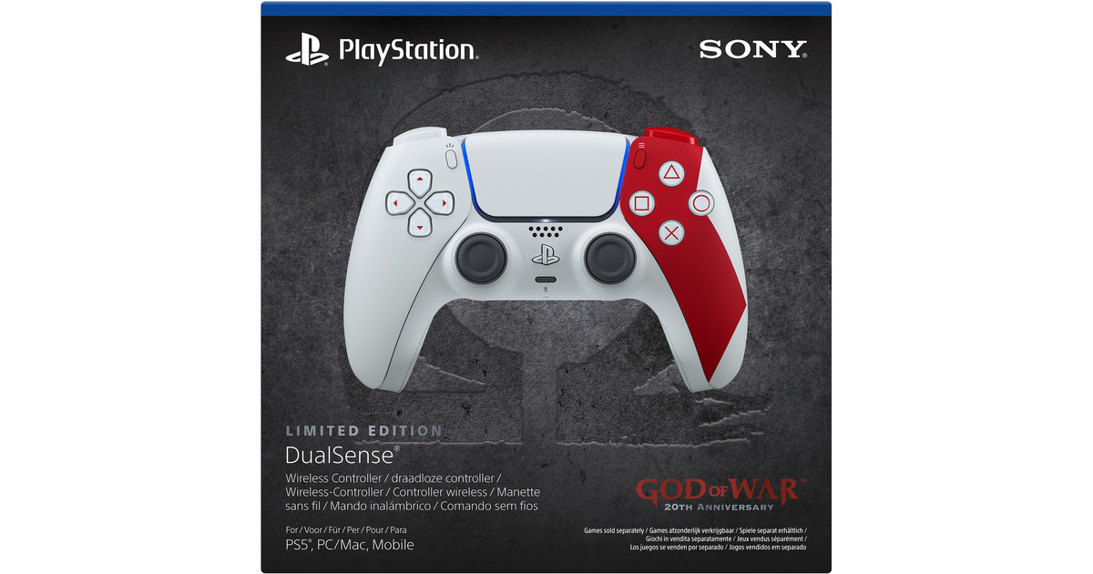 SonyDualSense Draadloze Controller - God of War 20th Anniversary Limited Edition  (Grijs/donkerrood)