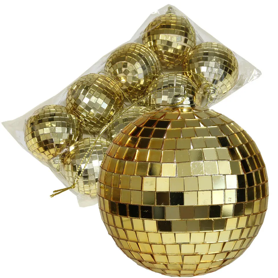 Othmar Decorations kerstballen - disco - 8x st - goud - 6 cm