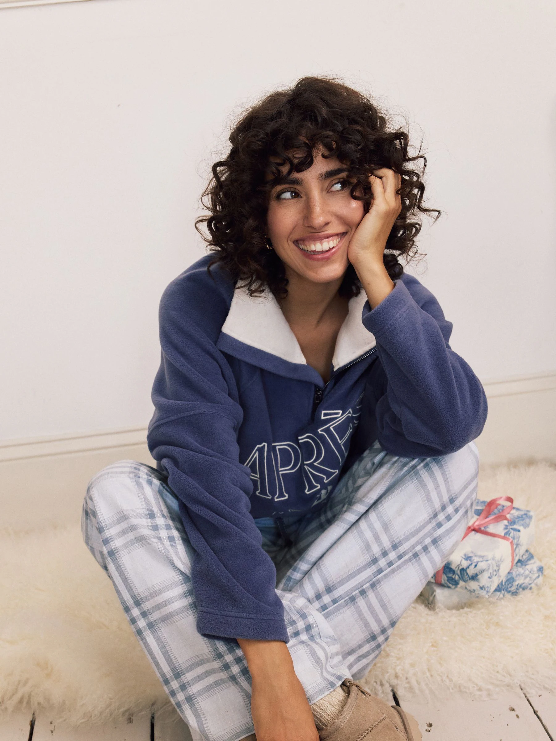 Blauw geruit - Flanellen pyjamabroek