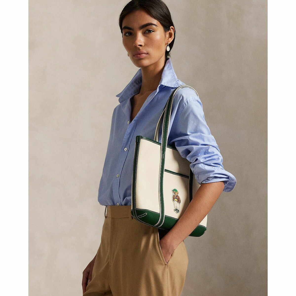 POLO RALPH LAUREN<br>Bolsa de tecido com estampa de ursinho de pelúcia