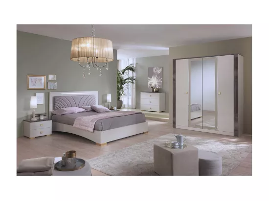 PANACA - Commode 3 Tiroirs Coloris Crème et Bronze