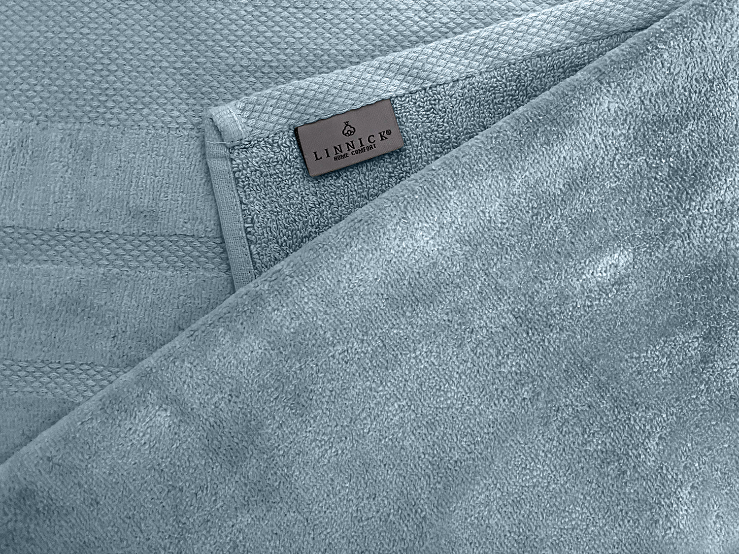 LINNICKVelours Badlaken  Katoen 70x140cm - denim - Set van 4