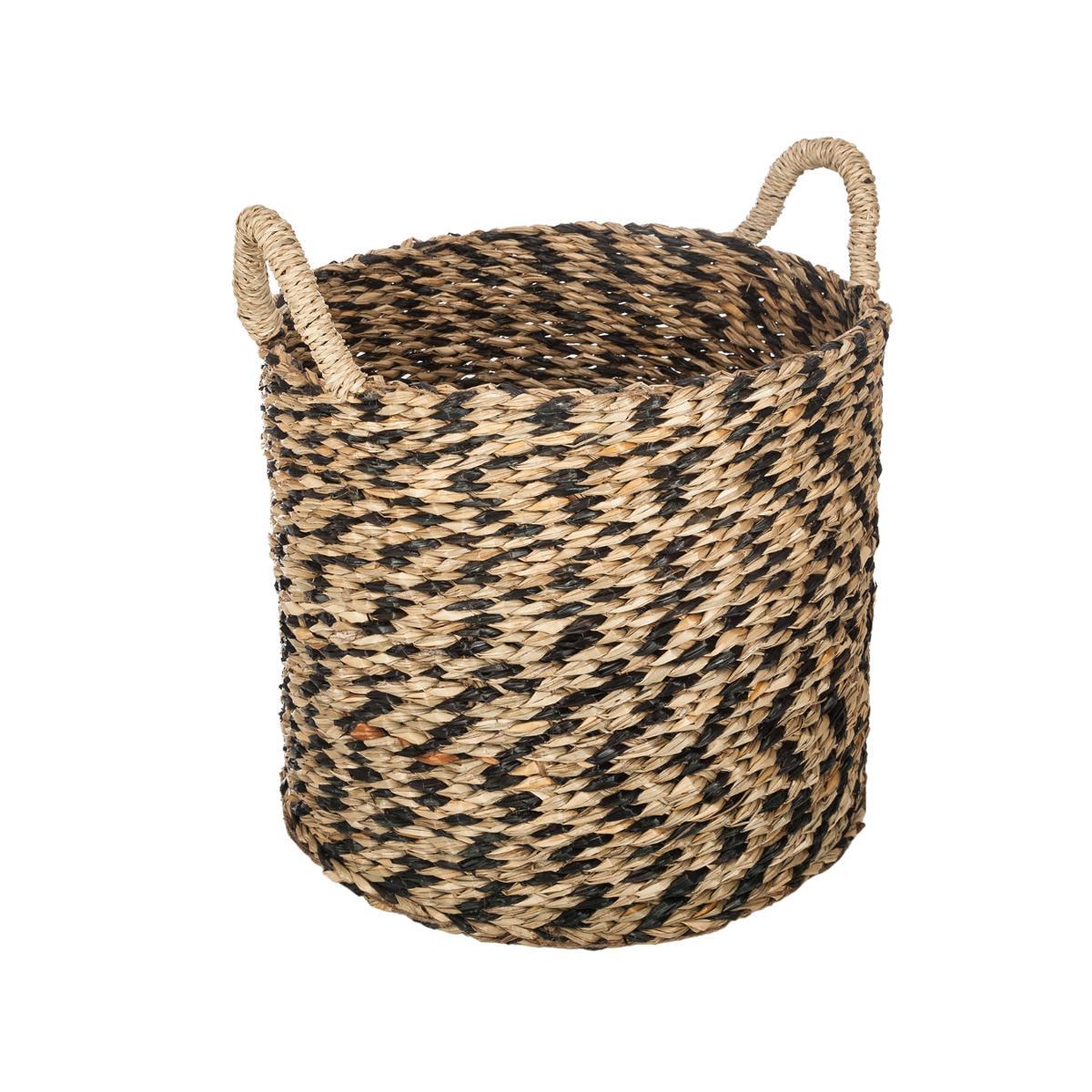PANIER ROSEAU ROWAN ROND NOIR D.30X26CM