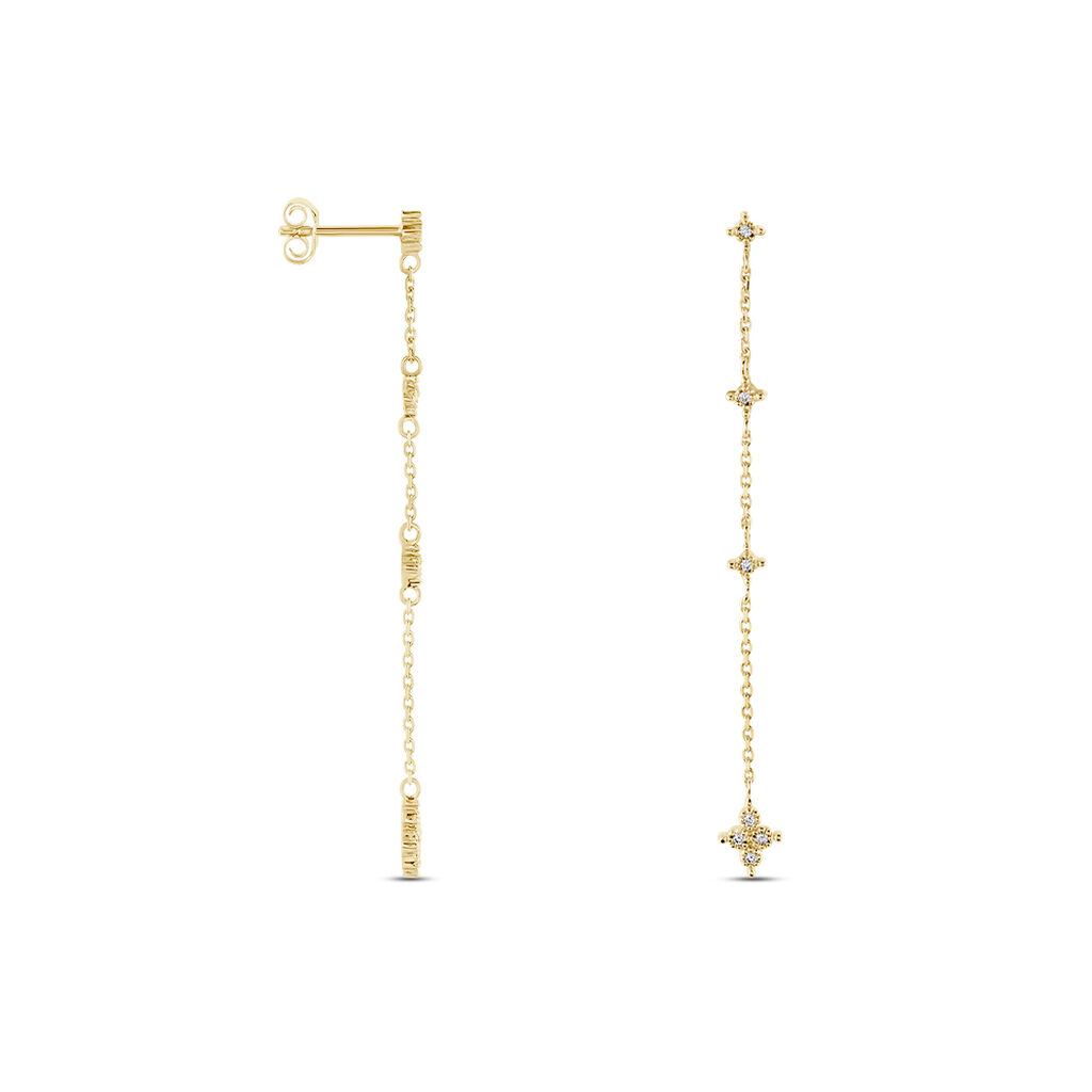 Boucles D'oreilles Pendantes Ziha Plaqué Or Jaune Oxyde De Zirconium