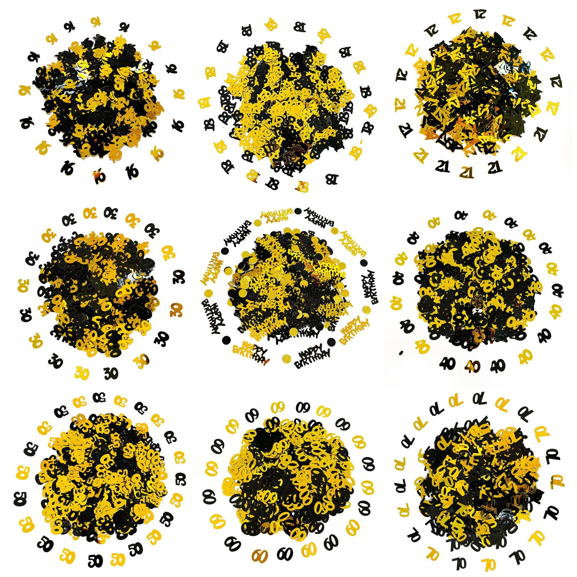 (14g) Konfetti 50. Geburtstag Party Dekoration Metallic Streukonfetti Tischdekoration - Gold / Schwarz
