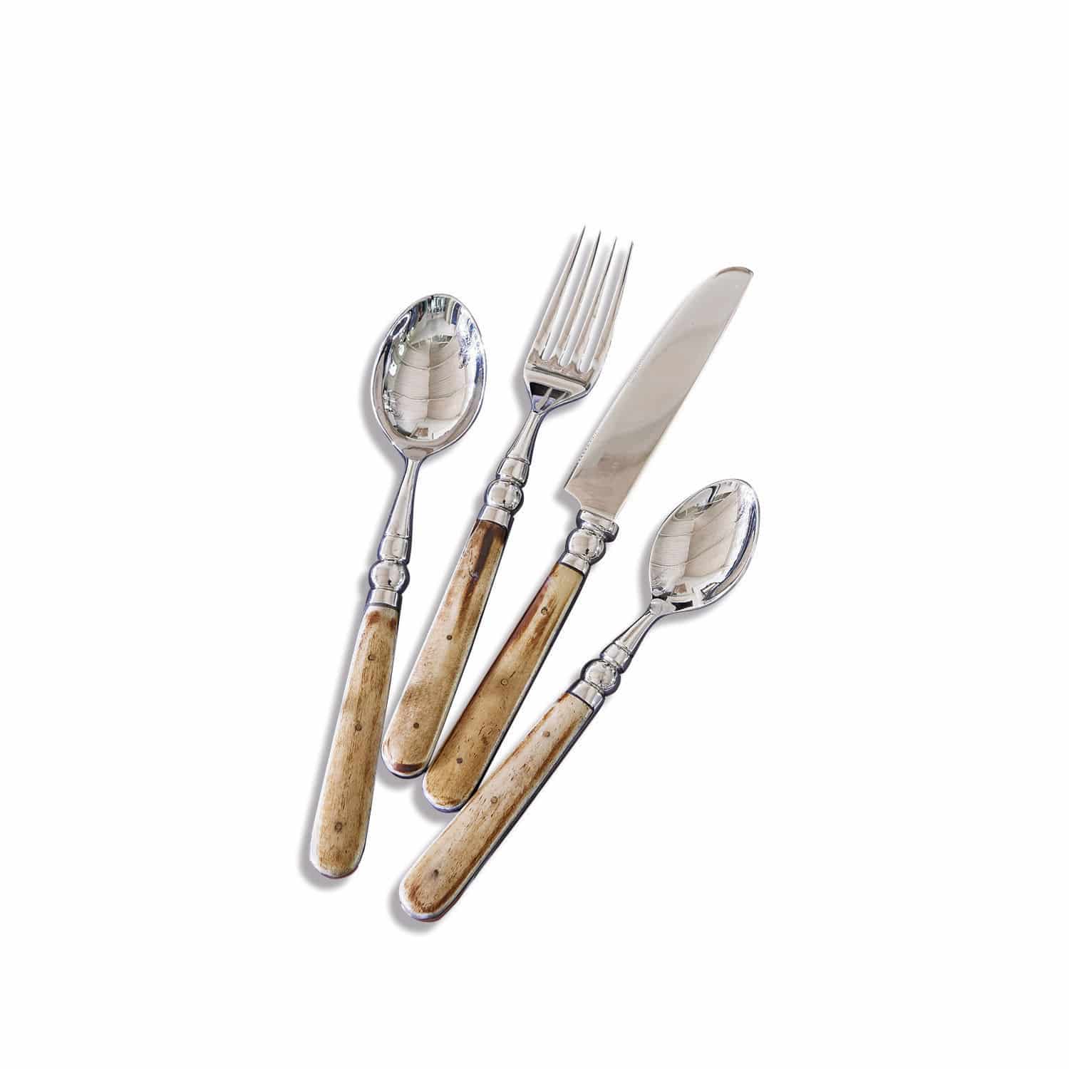 Besteck Bigeste 4er Set | silber/braun