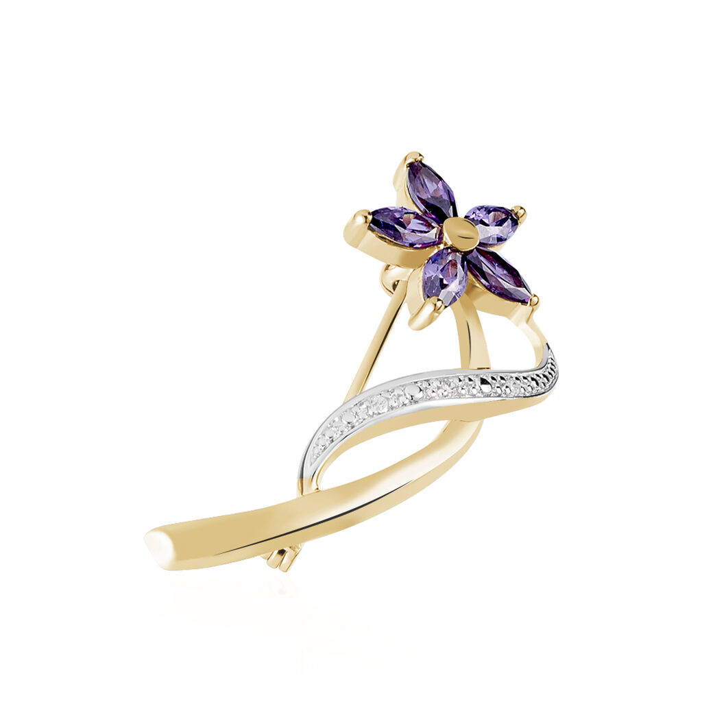 Broche Maxanceae Plaqué Or Jaune Oxyde De Zirconium