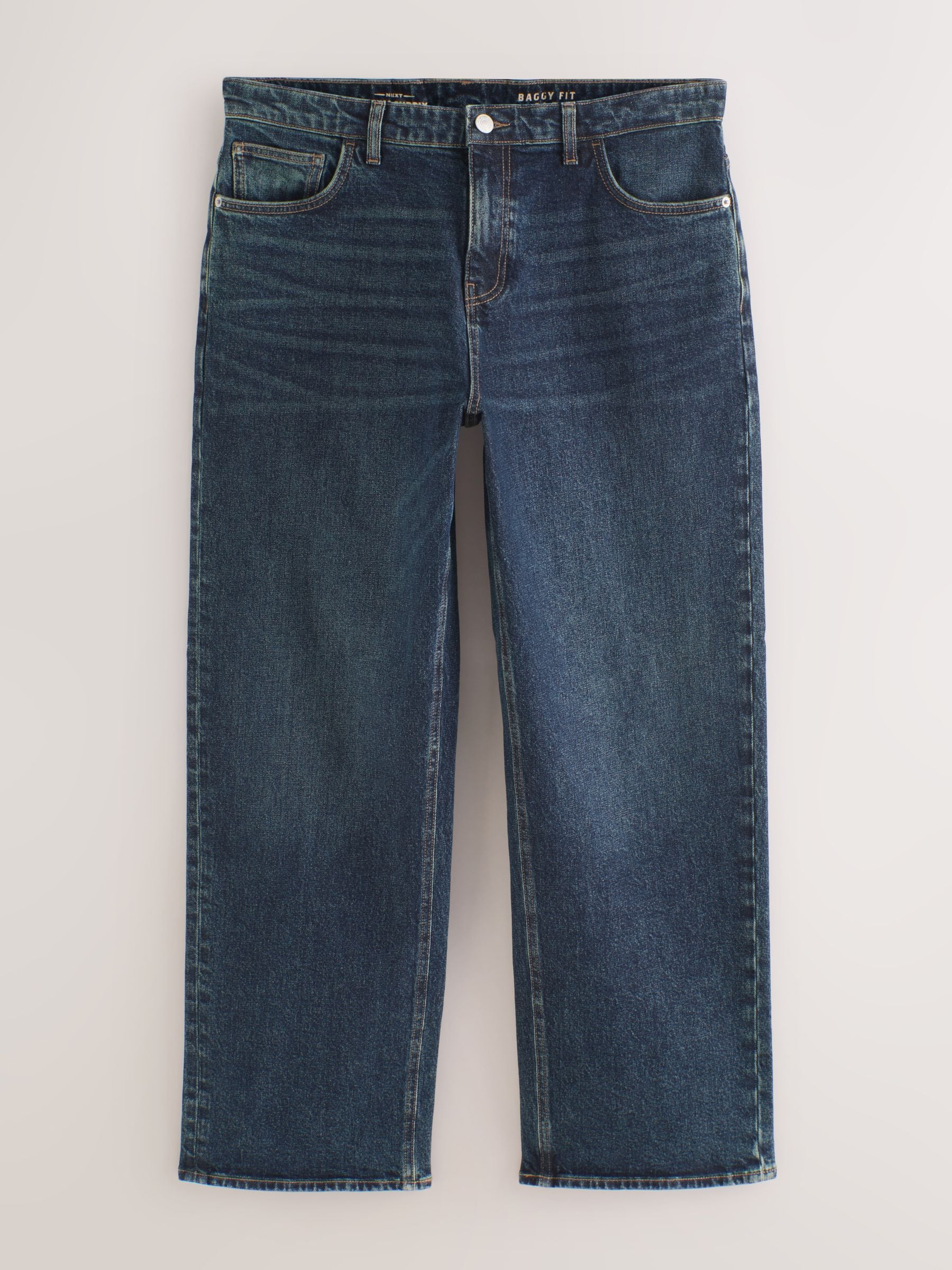 Donkerblauw - Baggy pasvorm - Vintage wash denim jeans