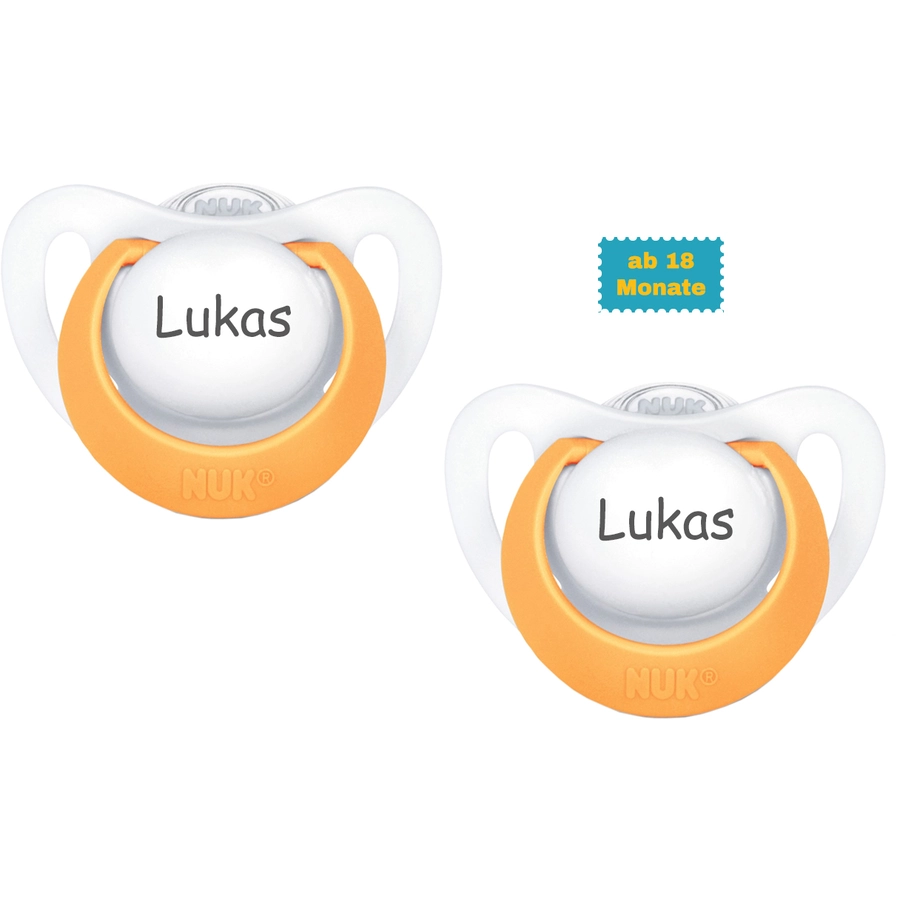 Schnullireich Schnuller mit Namen  Namensschnuller NUK Genius – 2er Set (Junge) Weiß