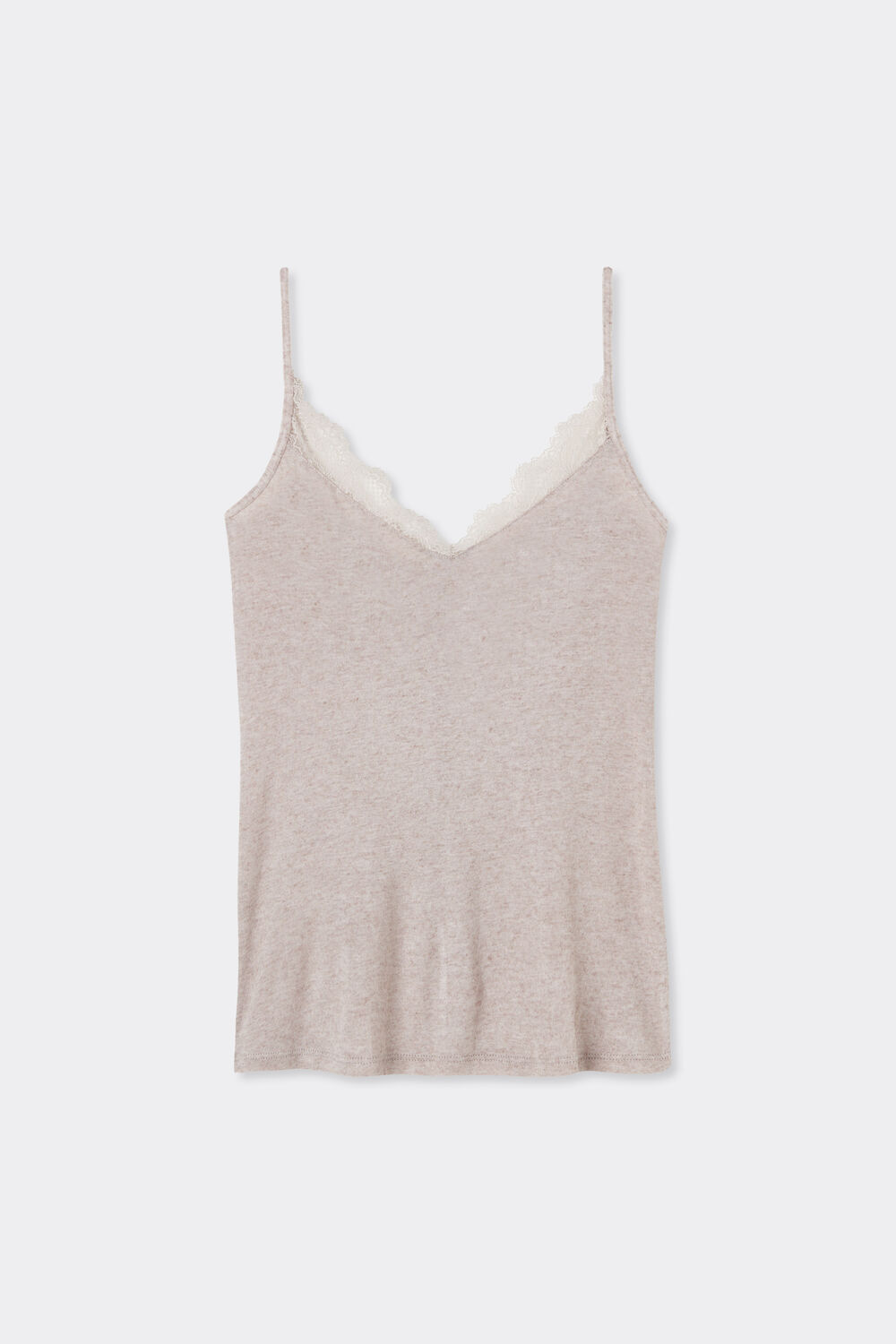 Blusa ultraleve em modal e cashmere com detalhes em renda.