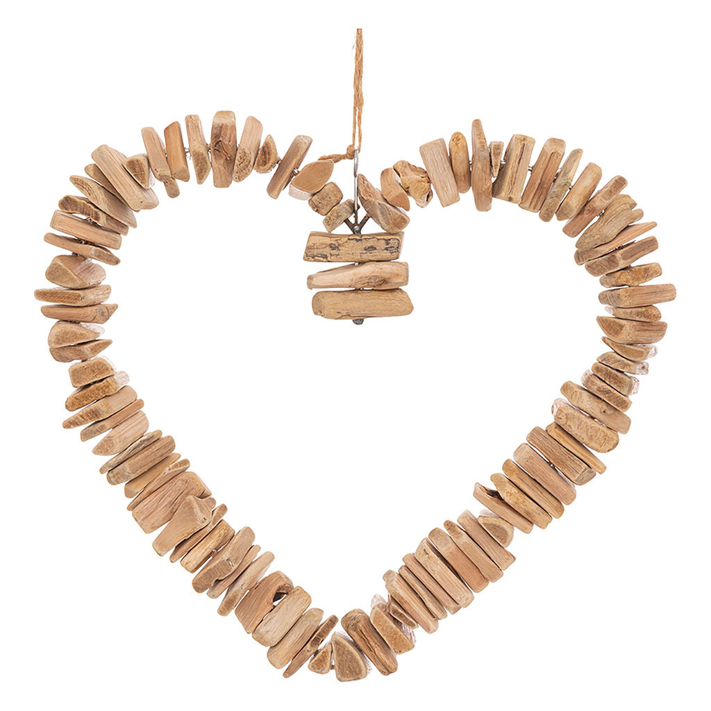 Décoration murale cœur bois H 35cm