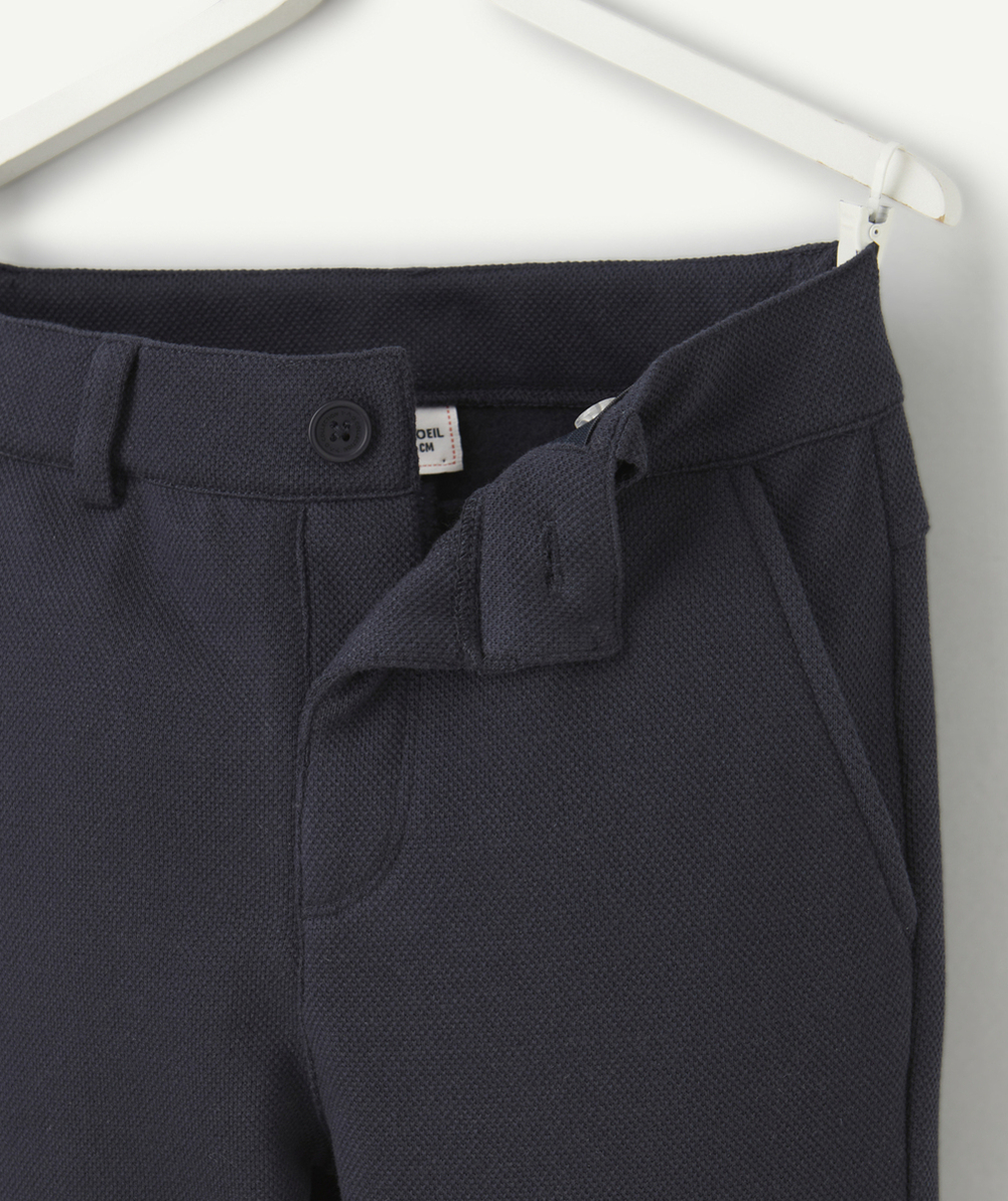 PANTALON RELAX GARÇON EN FIBRES RECYCLÉES BLEU MARINE