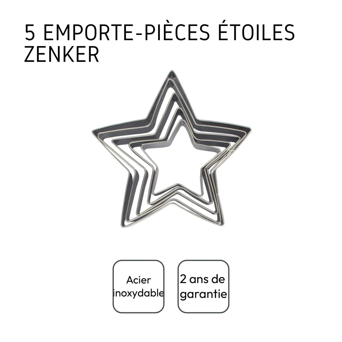 Lot de 5 emporte-pièces de Noël en forme d'étoile Emporte-pièces Zenke
