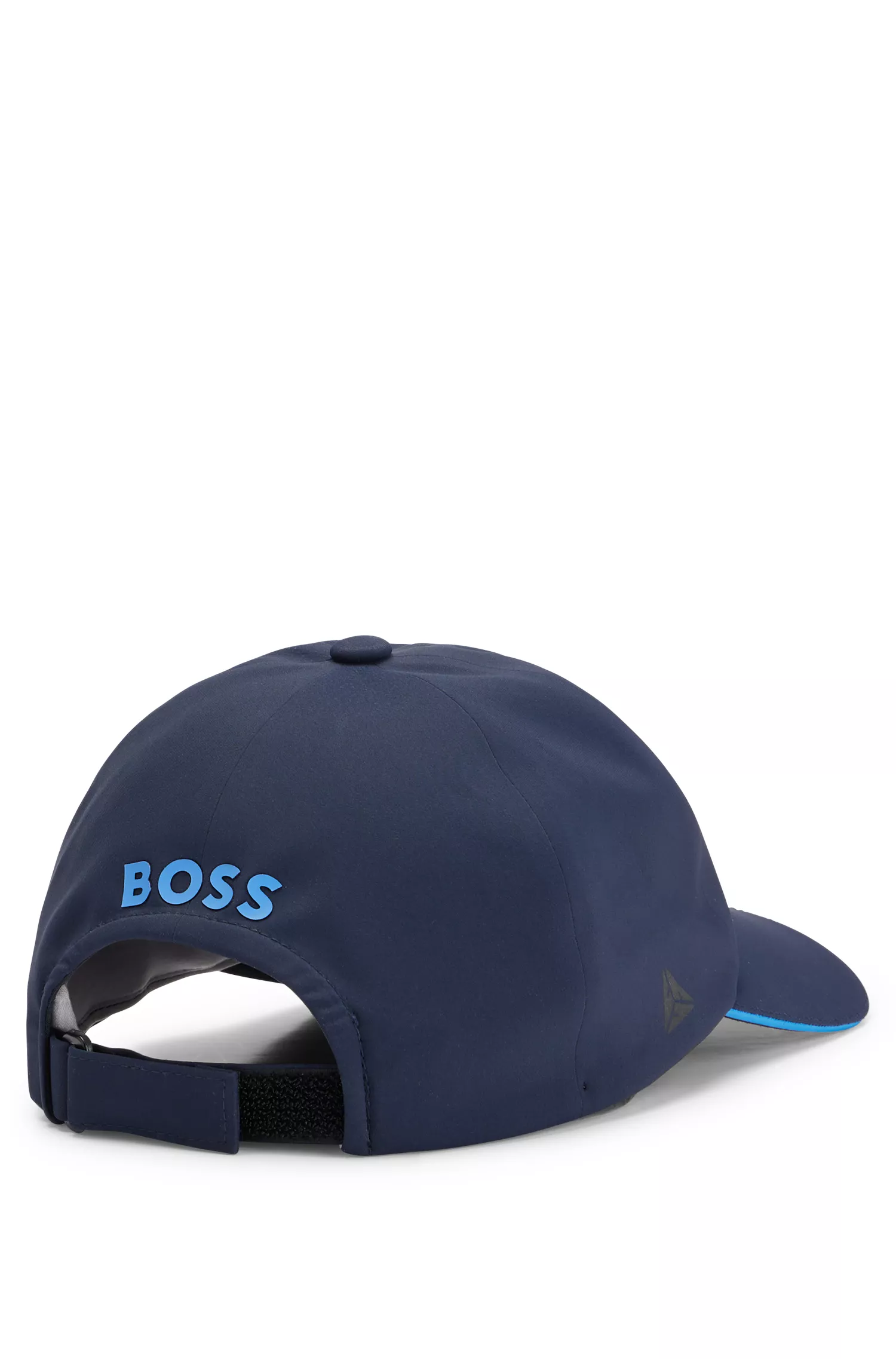 Boné BOSS preto em piqué de alta performance com detalhes refletivos decorativos.