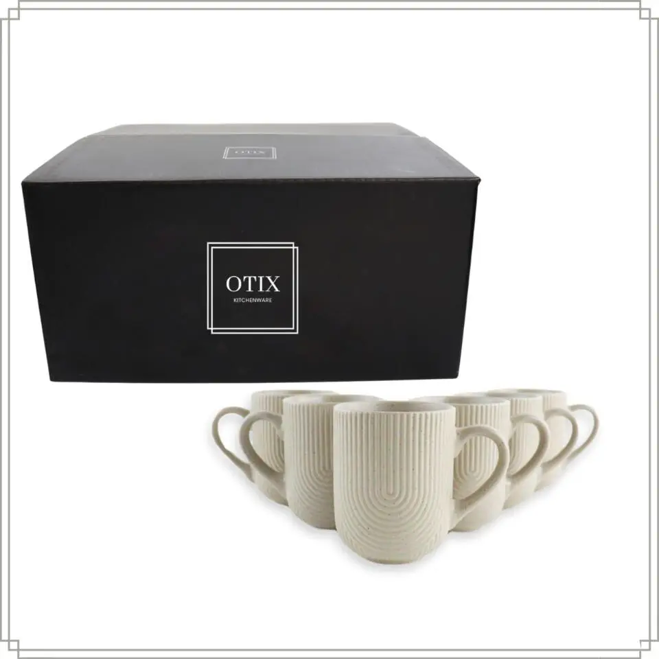 OTIX Koffiekopjes Met Oor Set van 6 Koffietassen Cappuccino Kop Theemok 300ML...