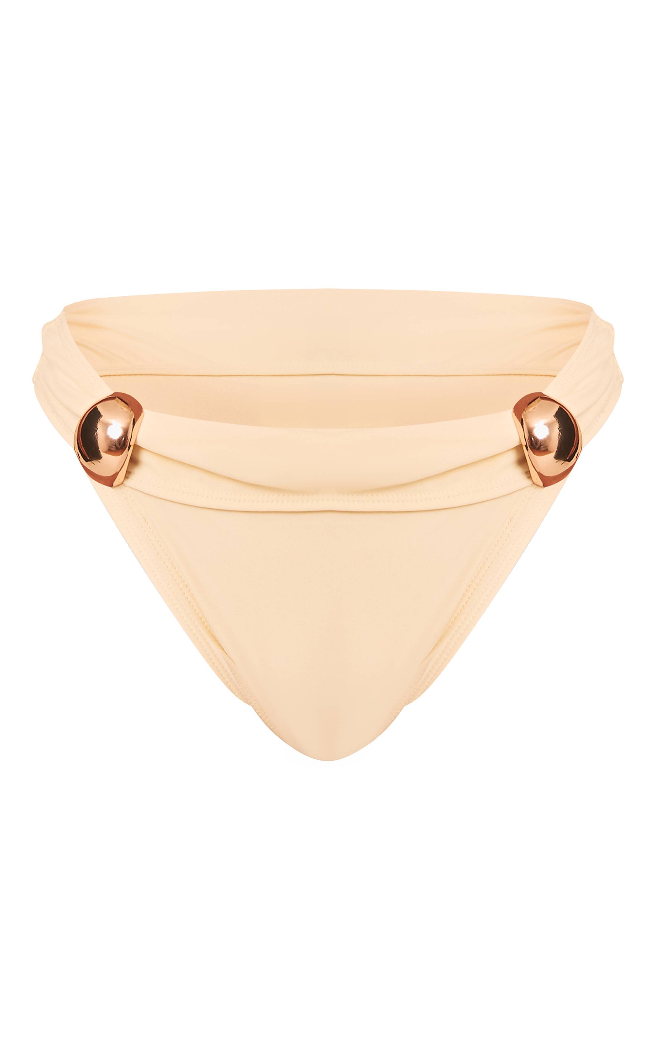 Pale Yellow Bas De Bikini Shape Taille Haute Avec Finitions Dorées