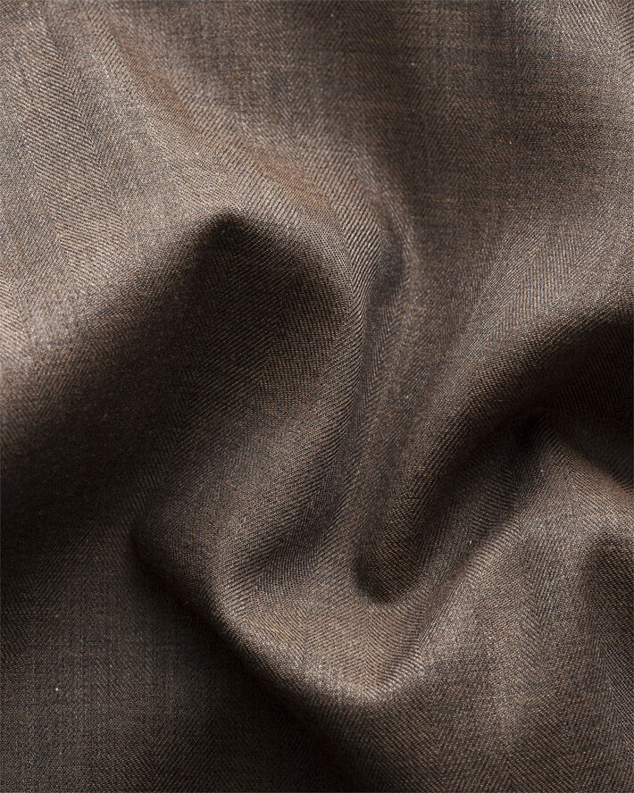 ETON Slim Fit Dark Brown Herringbone Wrinkle Free Flannel Shirt Mørkebrun
