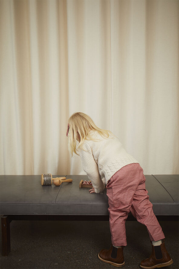 Copenhagen Colors CHECK PANT WITH ELASTIC AT THE WAIS Red check combi