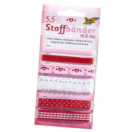 folia Stoffbänder, 6 Stück rot