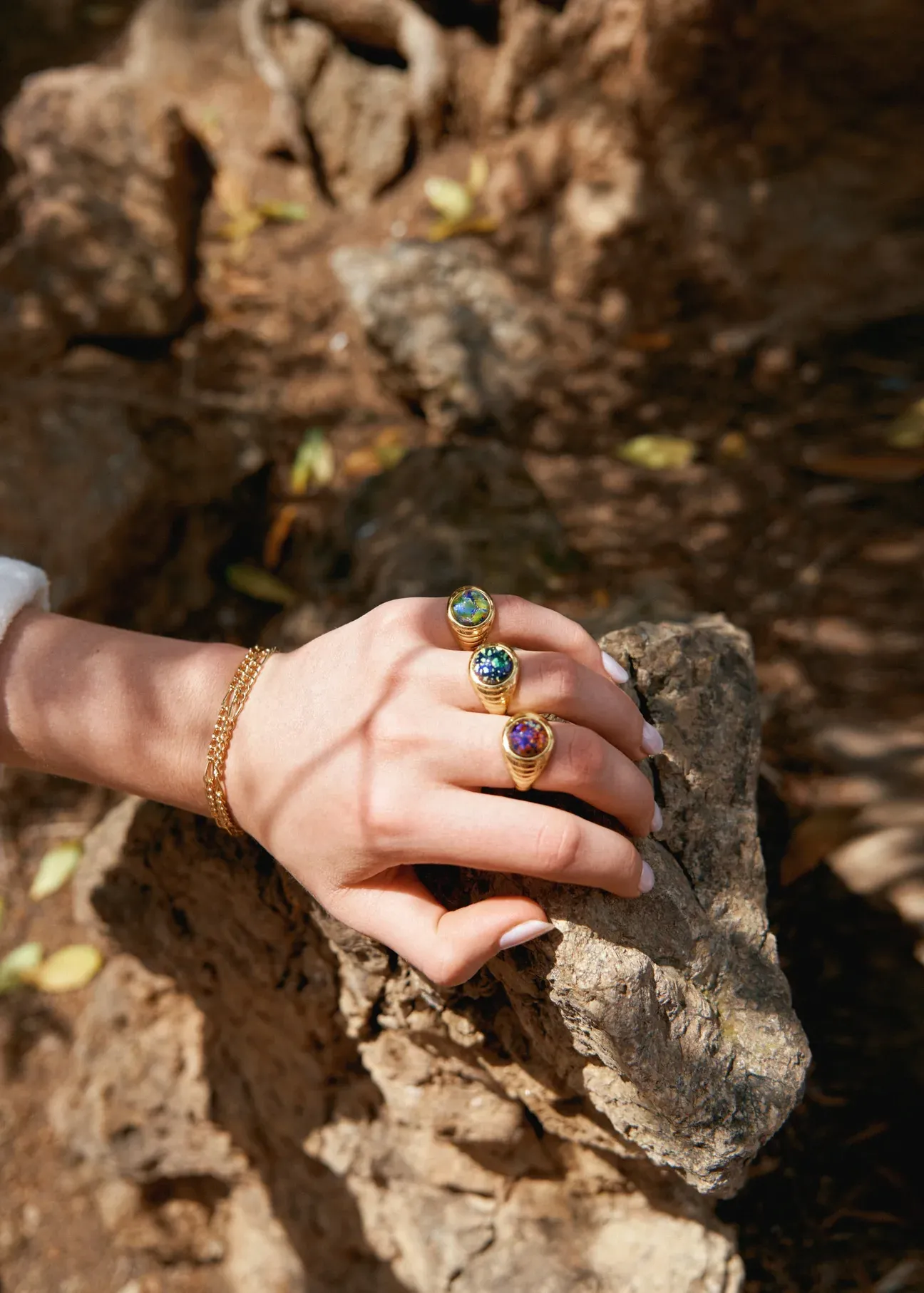 Bague marbrée de cristal vert Wilhelmina Garcia