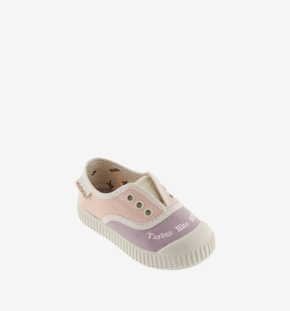 1915 ÉLASTIQUE TOILE BRODÉE Baskets fermeture élastique pour enfant ROSA