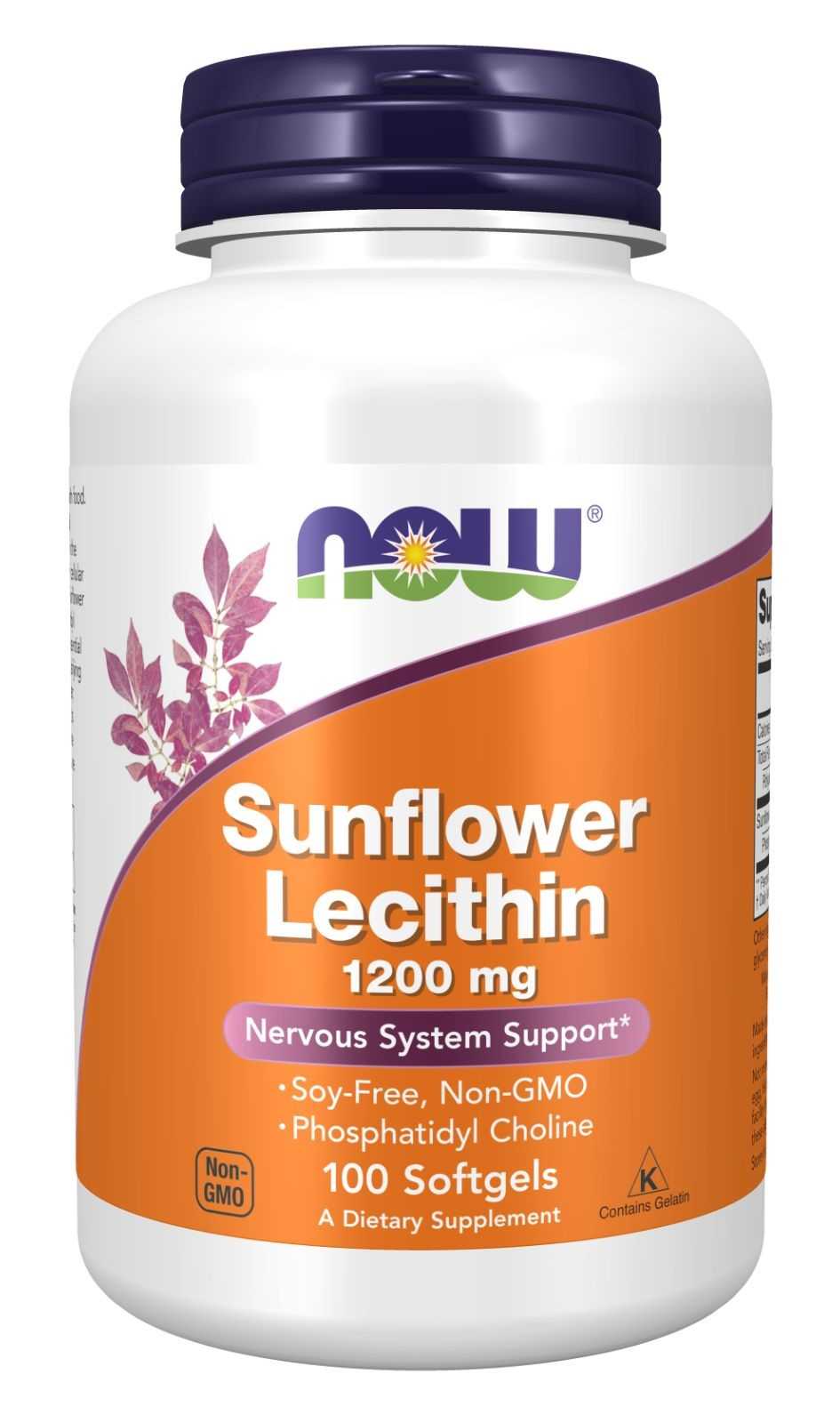 NOW Foods Lecitina de girasol 1200 mg 100 cápsulas blandas
