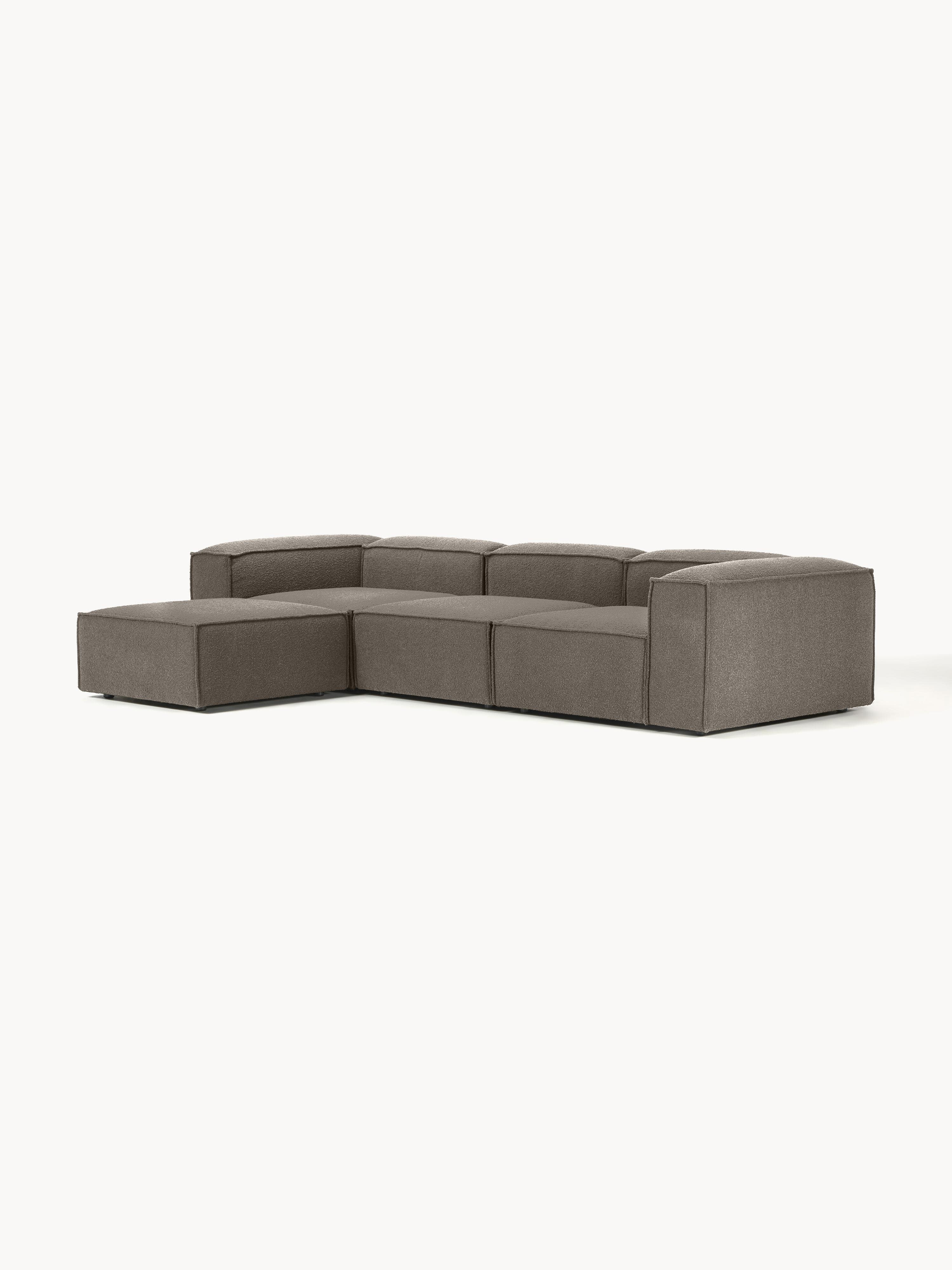 Lennon modulaire bank (4-zits) in bouclé met poef (links/rechts)