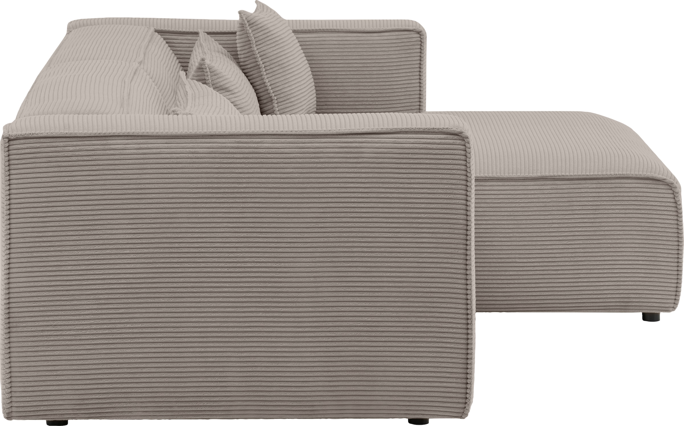LeGer Home by Lena Gercke Ecksofa »PIARA mit Kedernaht, Cord, Leinenoptik o. Strukturstoff, Couch, L-Form« wahlweise Ottomane rechts/links, schwarze Füsse, bequemer Sitzkomfort