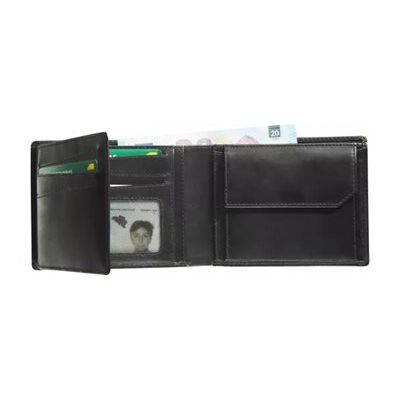 Maverick All Black - Portefeuille - billfold RFID with 2 banknote pockets - cuir de vachette pleine fleur tanné végétal - noir