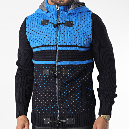 Gilet Zippé Capuche 3012 Bleu Marine Bleu Clair