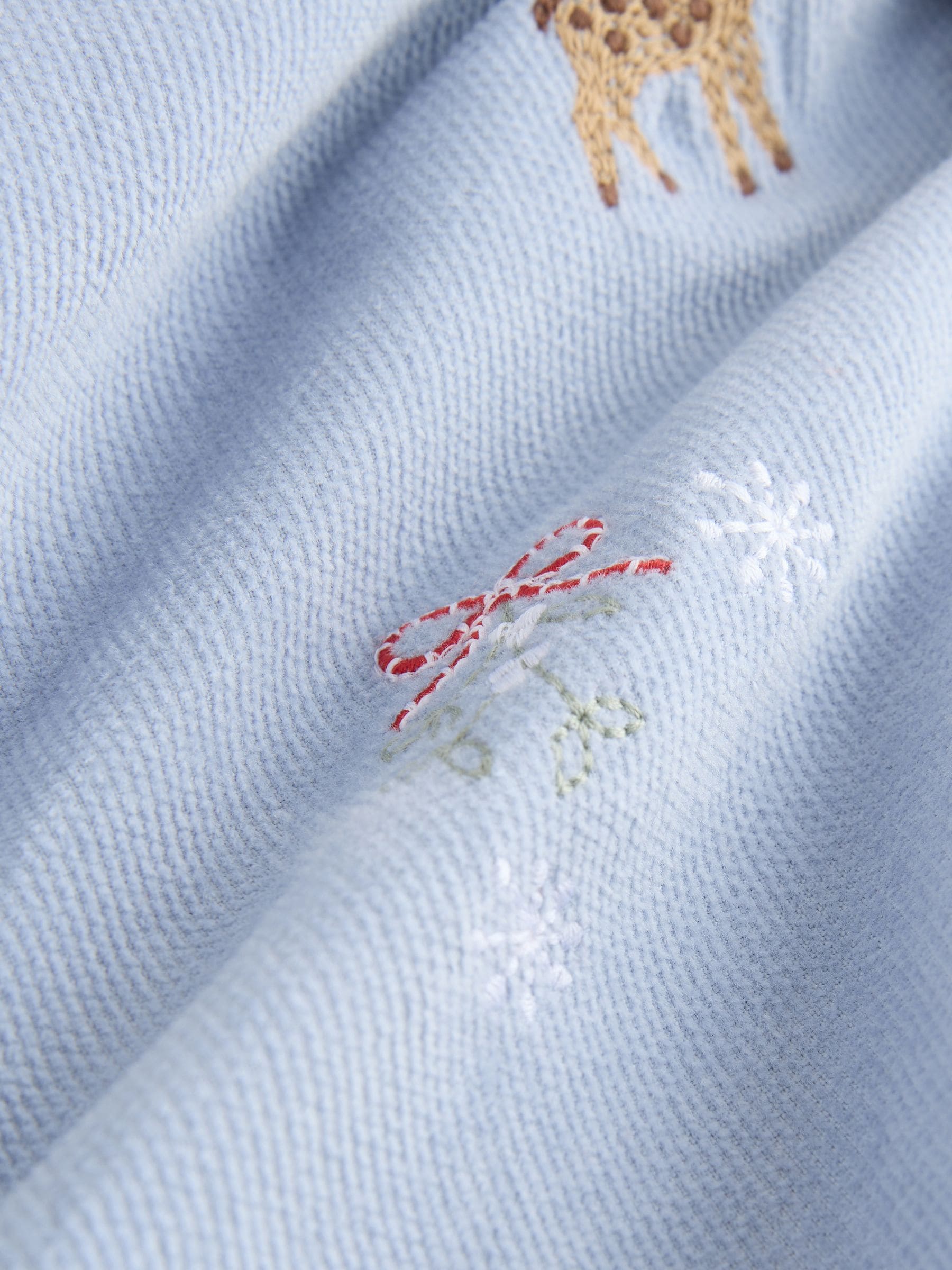 Blauw - Kerstshirt met lange mouwen en geborduurd figuurtje (3mnd-7jr)