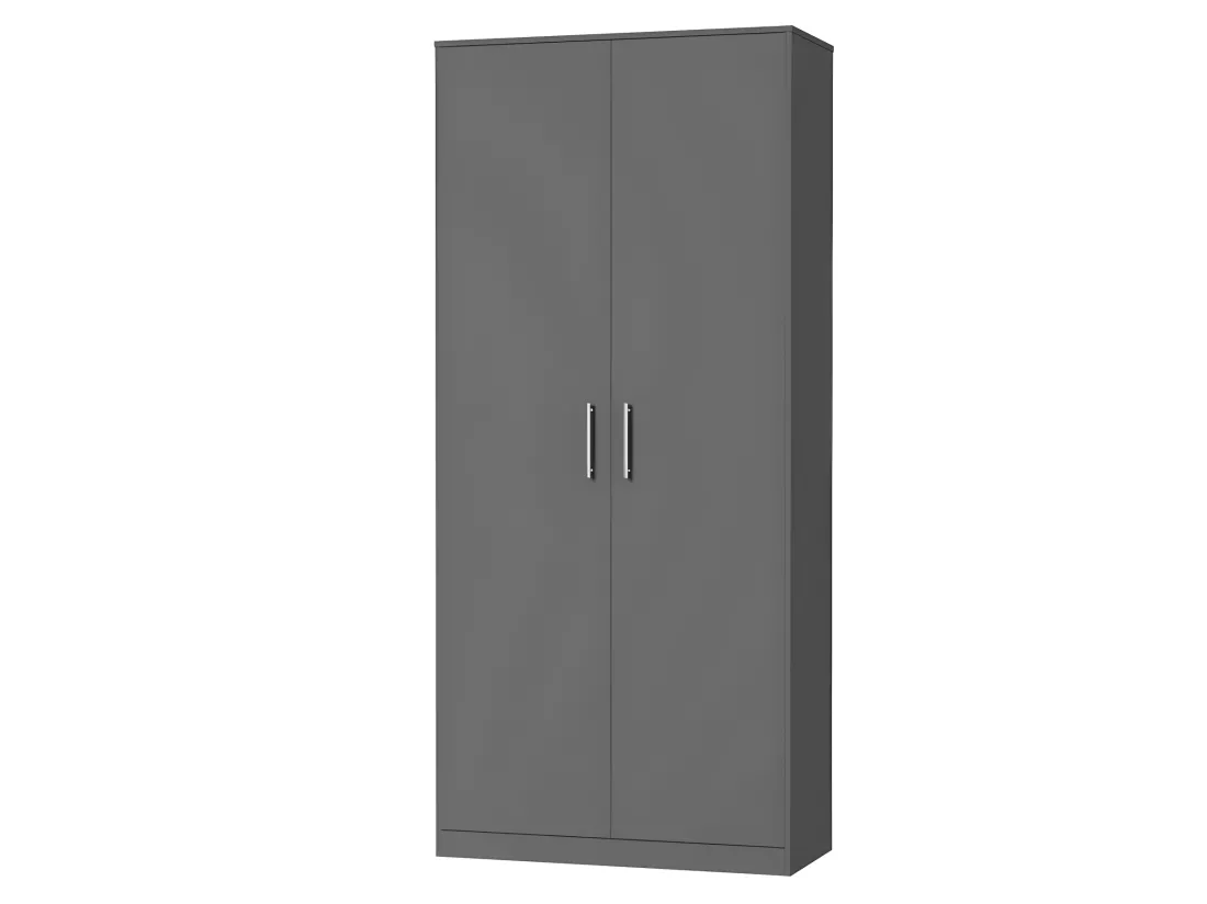 Lit escamotable +2 Placards Vertical 140x200+(100x2)cm Lit Rabattable Lit Mural Standard Anthracite/Anthracite