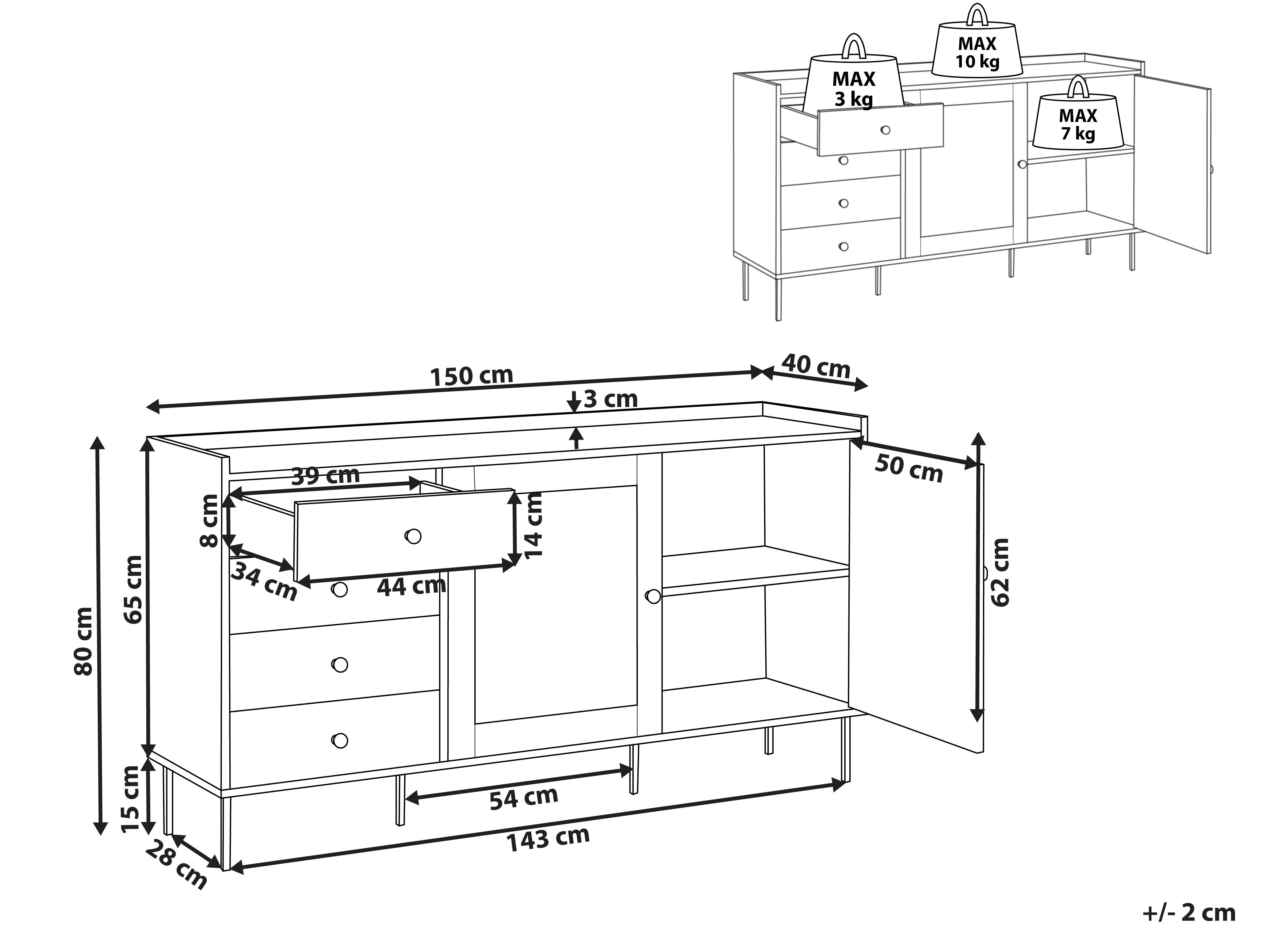 Dressoir met 2 deuren ALCOVE Wit