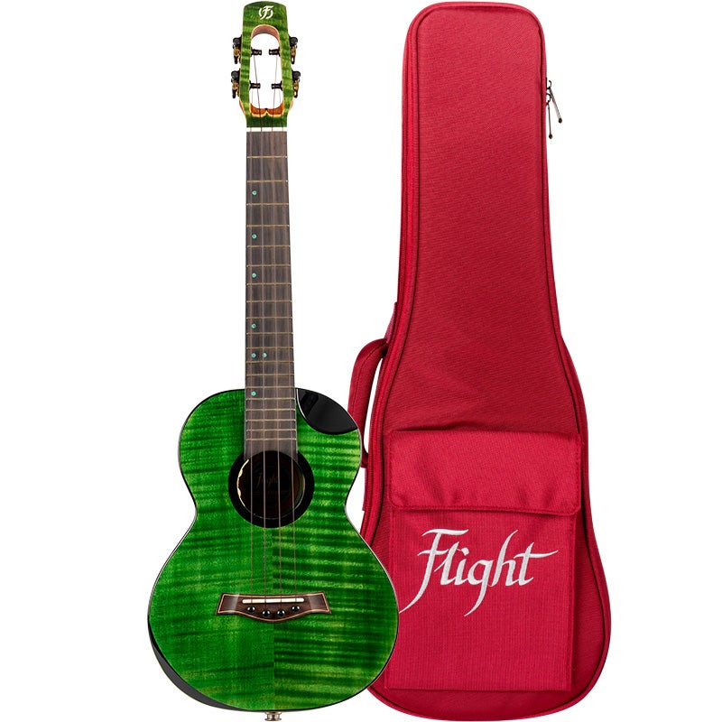 Flight Royal Series Comet EQ-A Tenor Green elektrisch-akoestische ukelele met deluxe gigbag