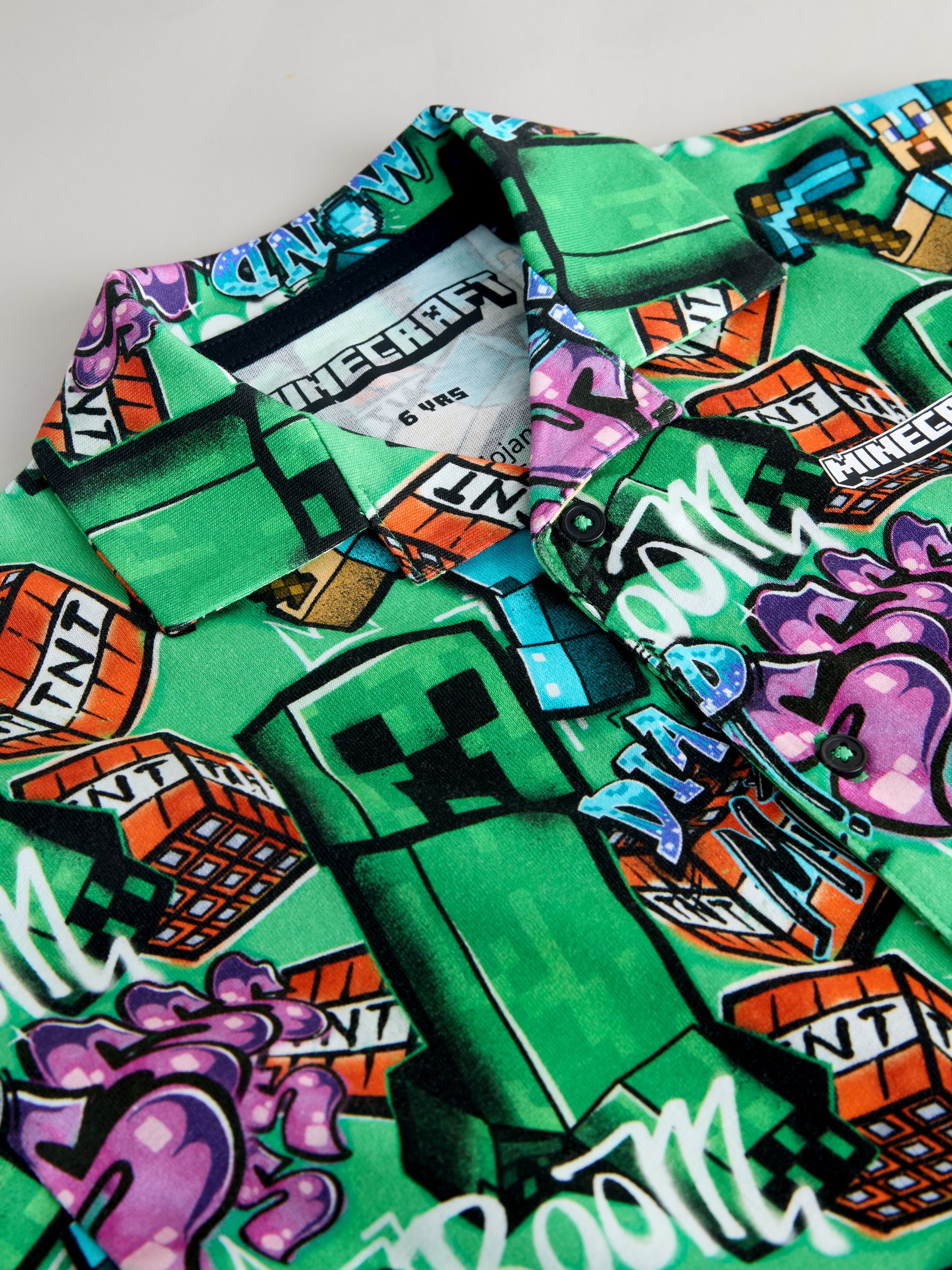 Groene all-over Print - Minecraft Short Sleeve Jersey Shirt (3-16yrs)