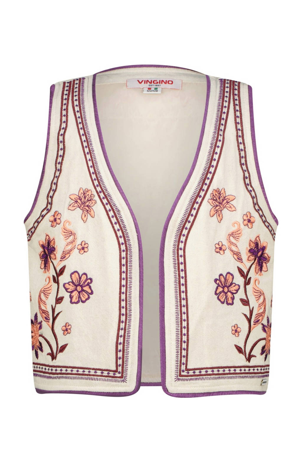 Vingino gebloemd gilet Tariqa beige/paars