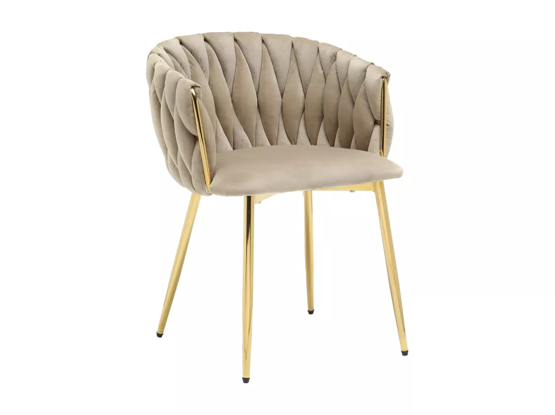 Lot de 6 chaises en velours et métal doré - Beige - ELEGANO