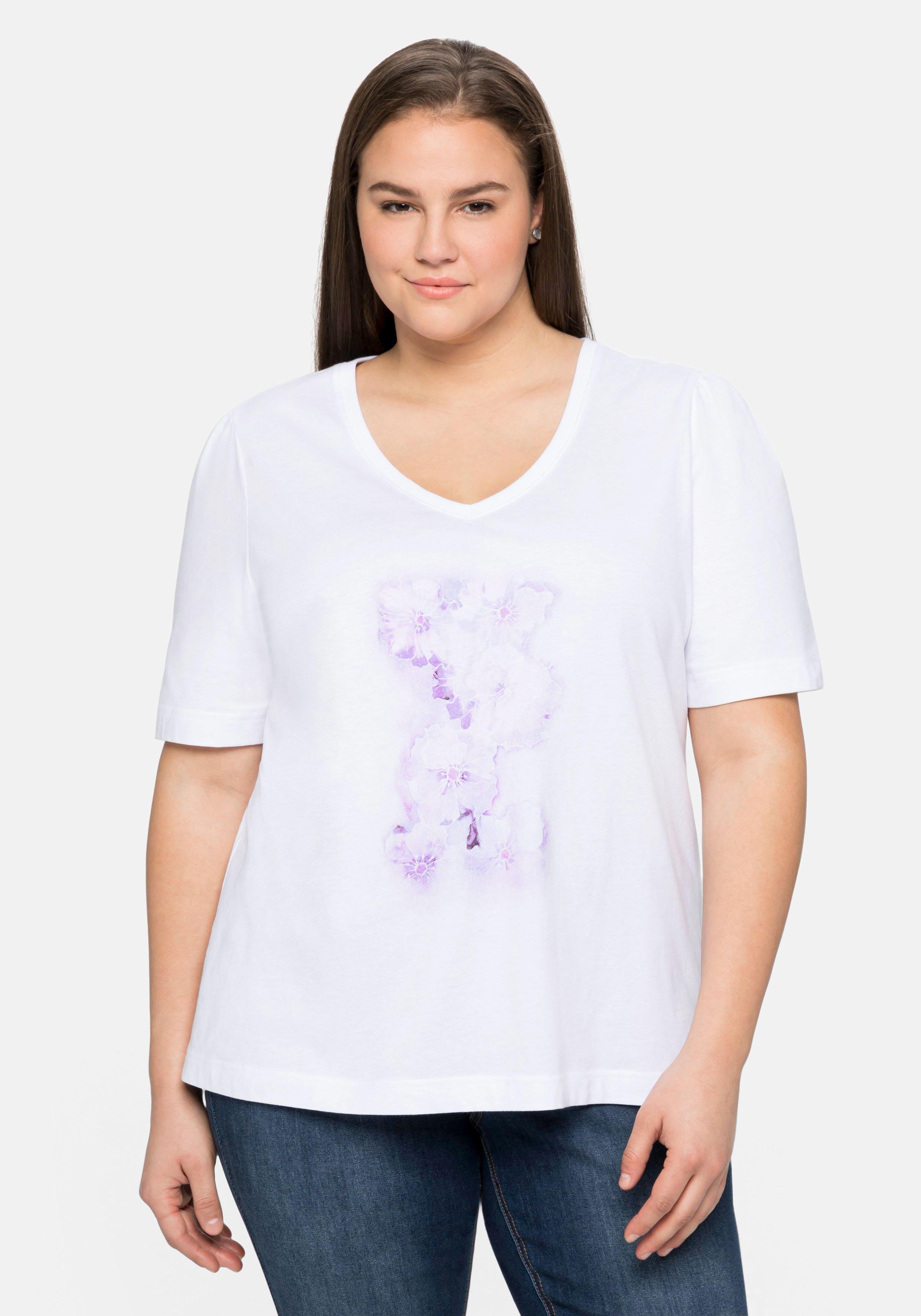 Shirt aus Jersey, mit V-Ausschnitt und Frontdruck