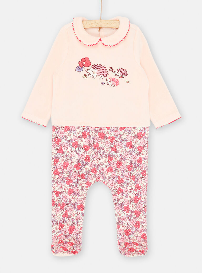 Grenouillère rose et violette à motifs fleuris