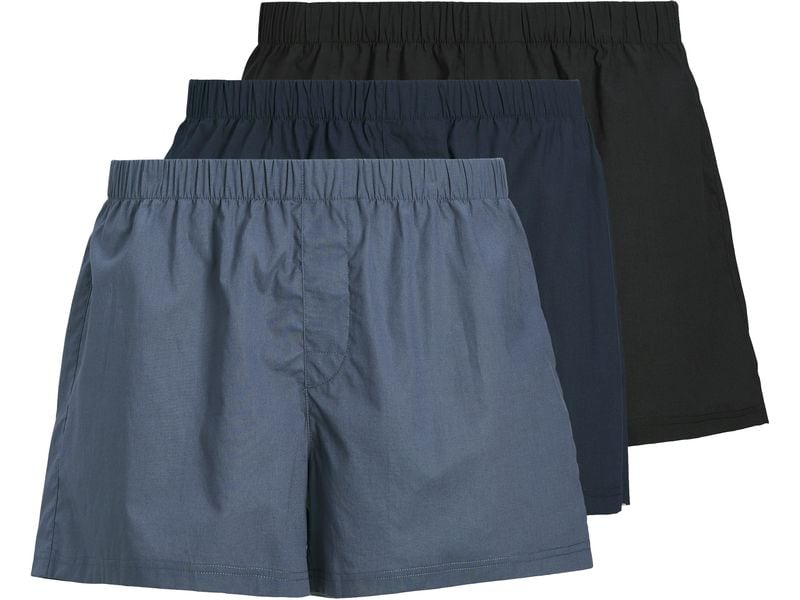 JACK&JONES Unterhosen Herren Woven 3er Pack Blau/Schwarz, L Herren-Boxershorts