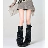 laceyleft - Effen beenwarmers met gespen / Beenwarmers met geruit paneel