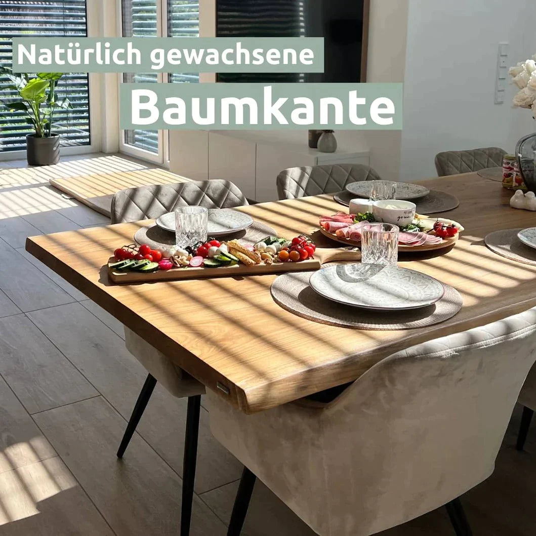 holz4home® Tischplatte 160cm x 80cm mit Baumkante aus massiver Eiche
