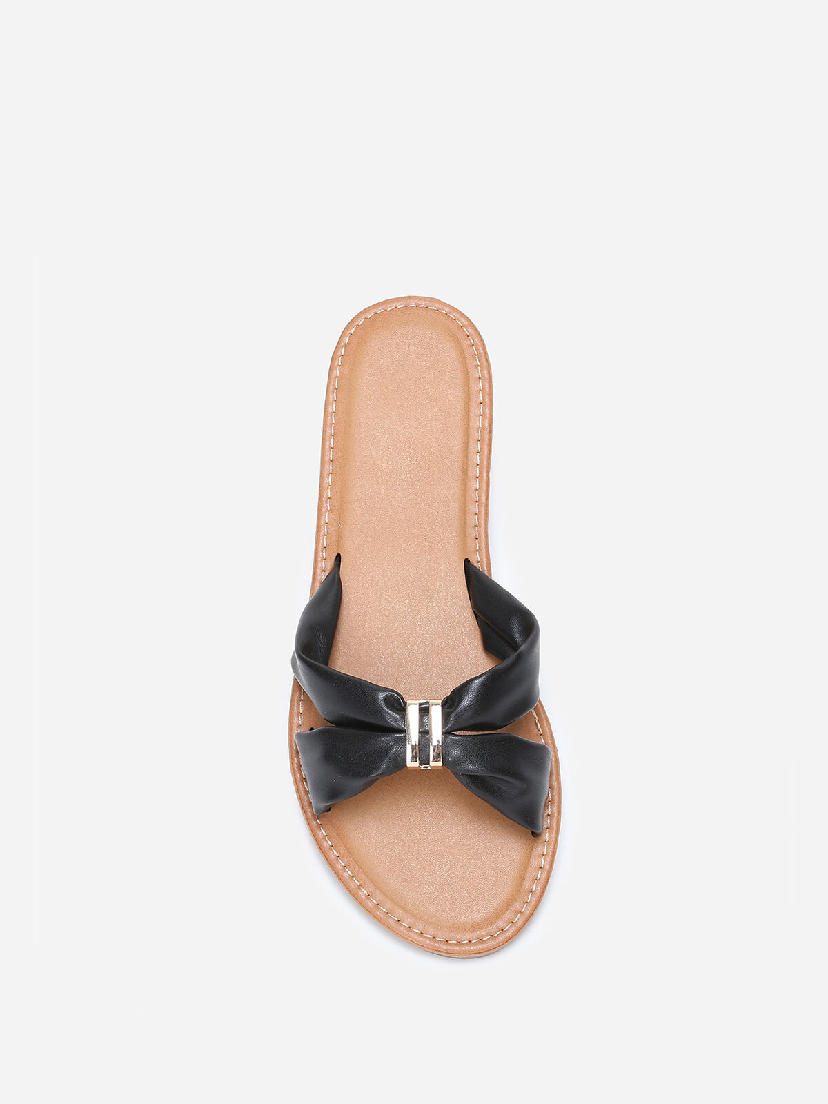 Mules à brides en simili avec boucle- Noir