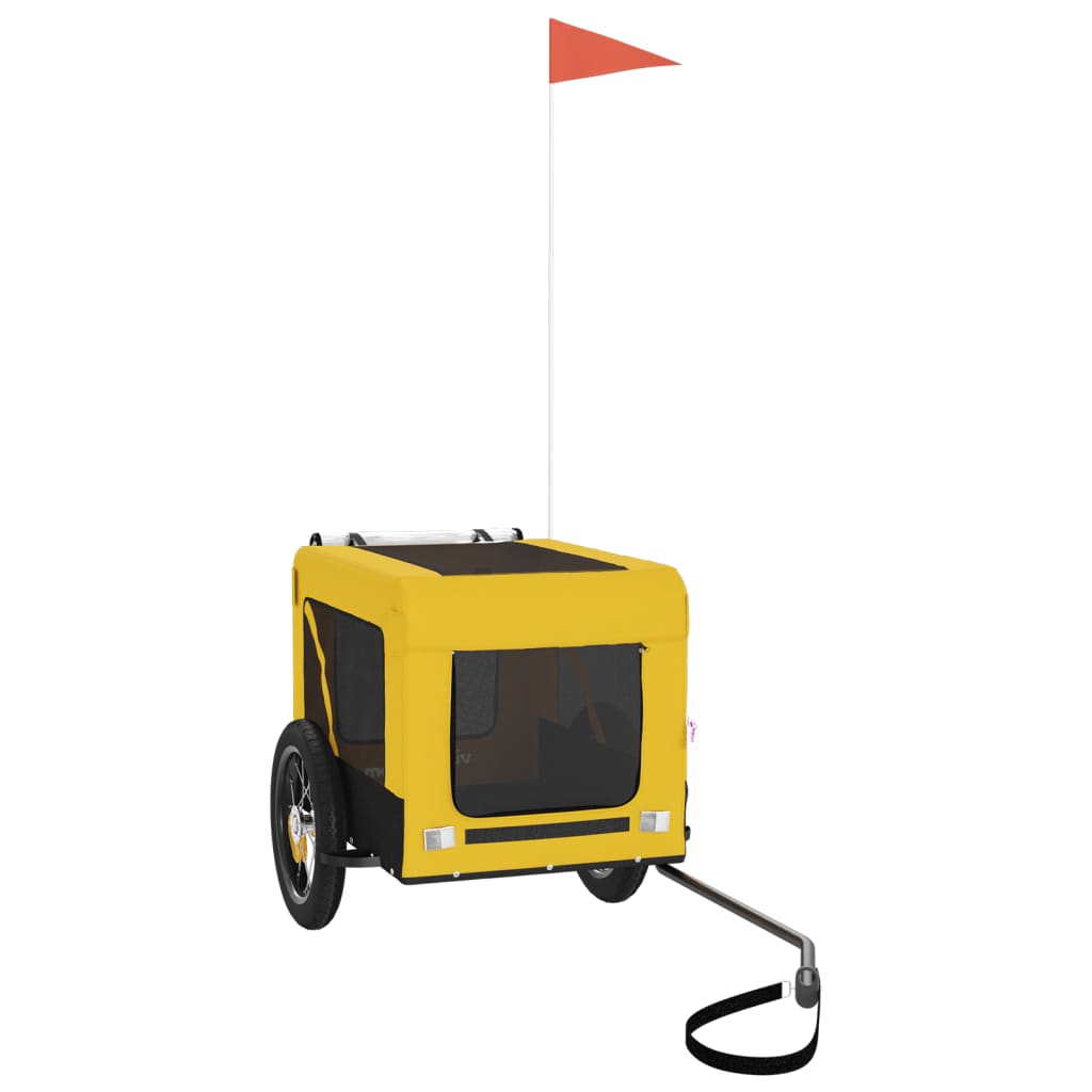 vidaXL Reboque para Bicicleta para Cães em Tecido Oxford de Ferro Amarelo e Preto