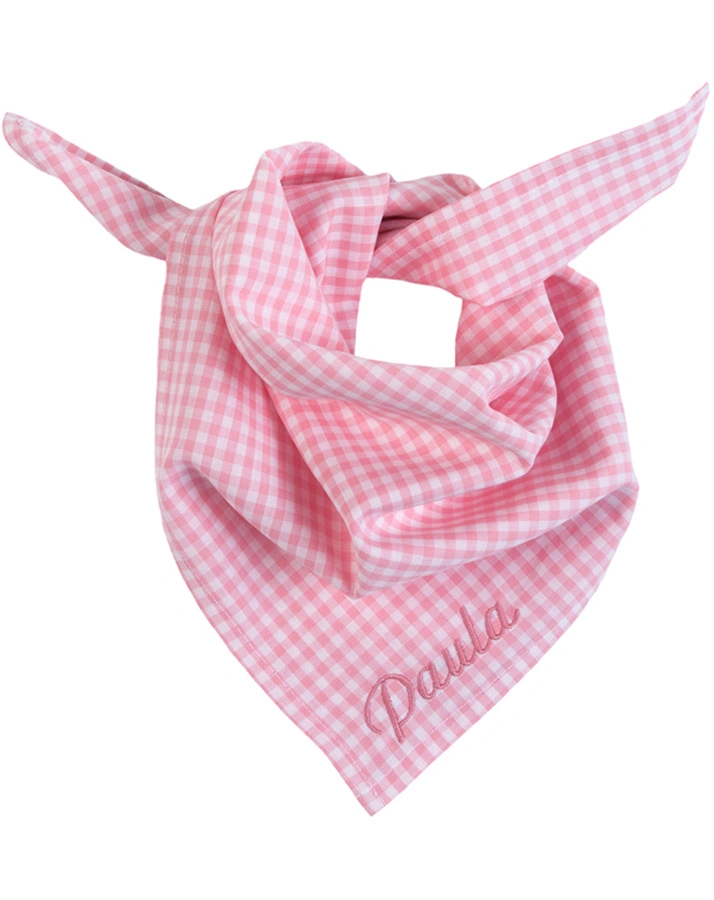 Personalisiertes Halstuch rosa (Stickfarbe: bordeaux)