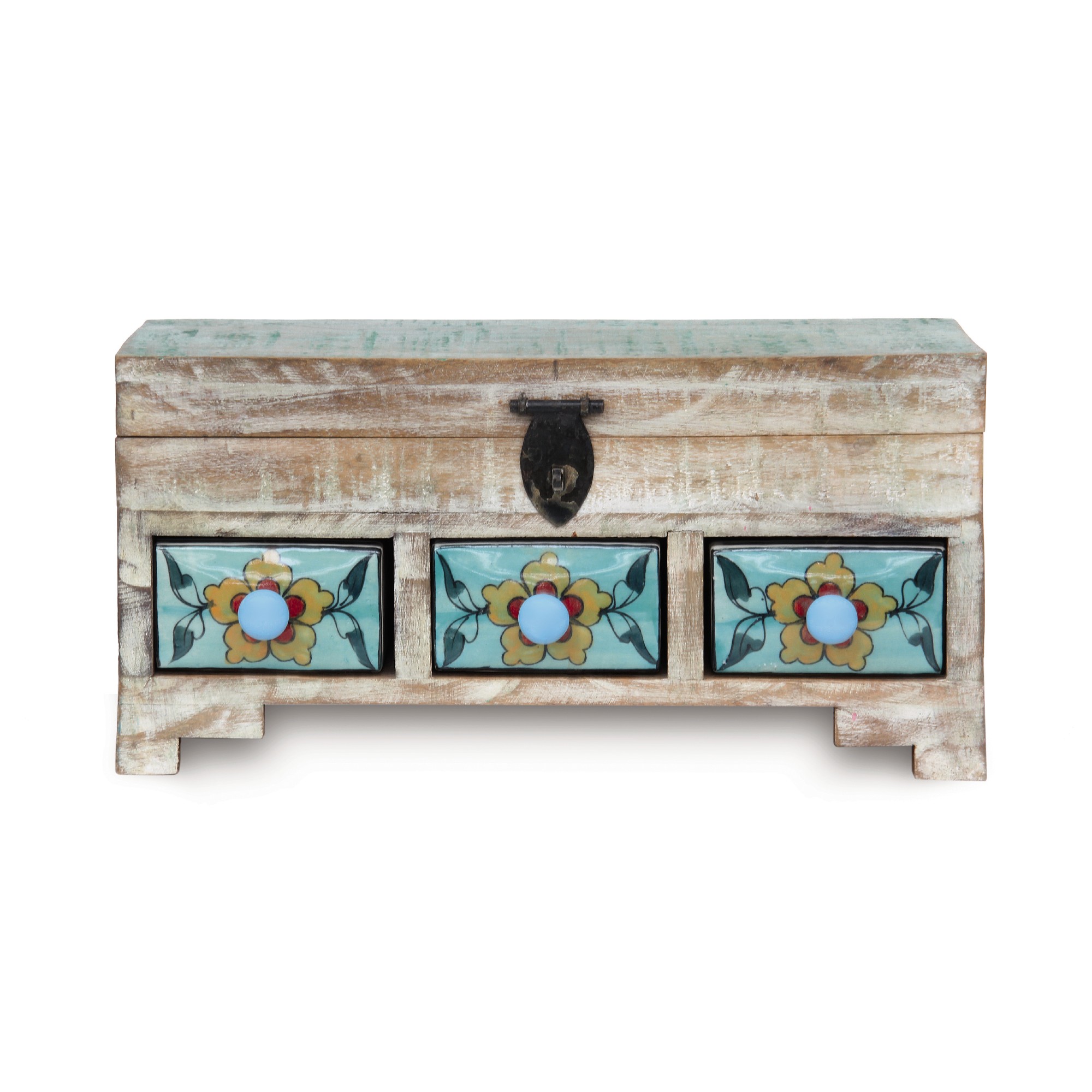 Schubladentruhe mit 3 Schubladen, multicolor, B 38 cm, H 15 cm, L 18 cm von fischer's lagerhaus