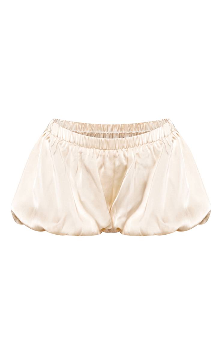 Champagne Ensemble Short Mini Fluide En Satin Avec Taille Élastiquée Petite