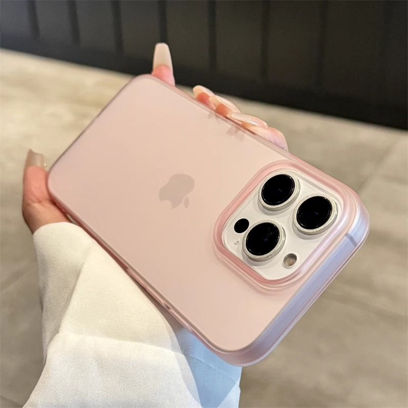 iPhone 16 Gummi Case Hülle Ultra Thin - Rosa / Transparent (Matt)