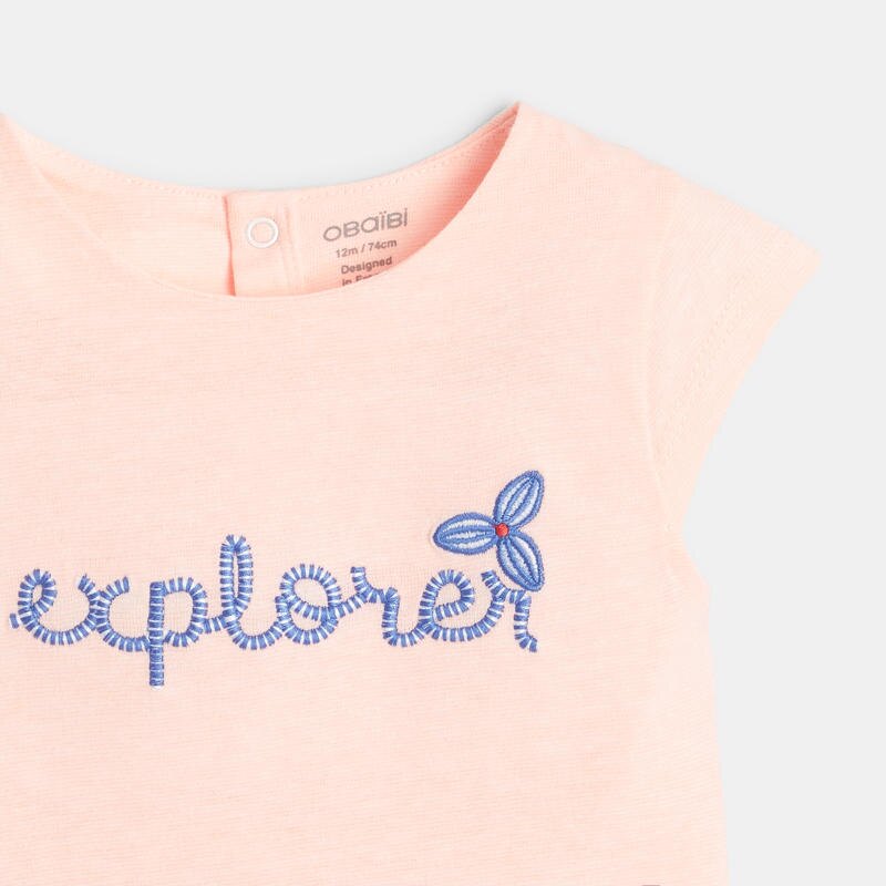 T-shirt à message brodé orange bébé fille Orange