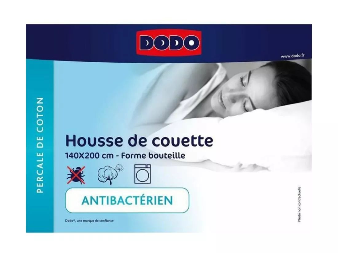 Housse de couette - 140 x 200 cm - Coton - Antibactérien